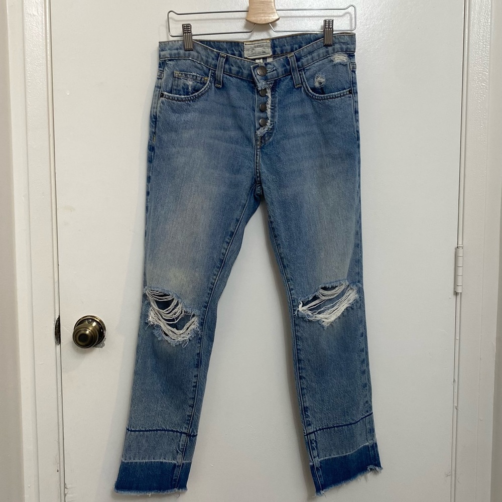 Current/Elliott Distressed Boyfriend Ankle Jeans